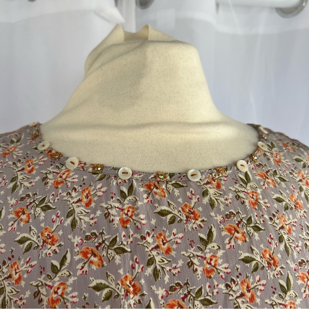 April Cornell taupe thyme dress floral medium NWT - Picture 8 of 16
